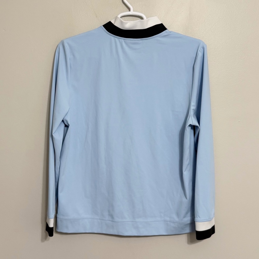 REDVANLY Mens Medium Light Blue 1/4 Zip Stretch Performance Golf Pullover - Picture 3 of 9